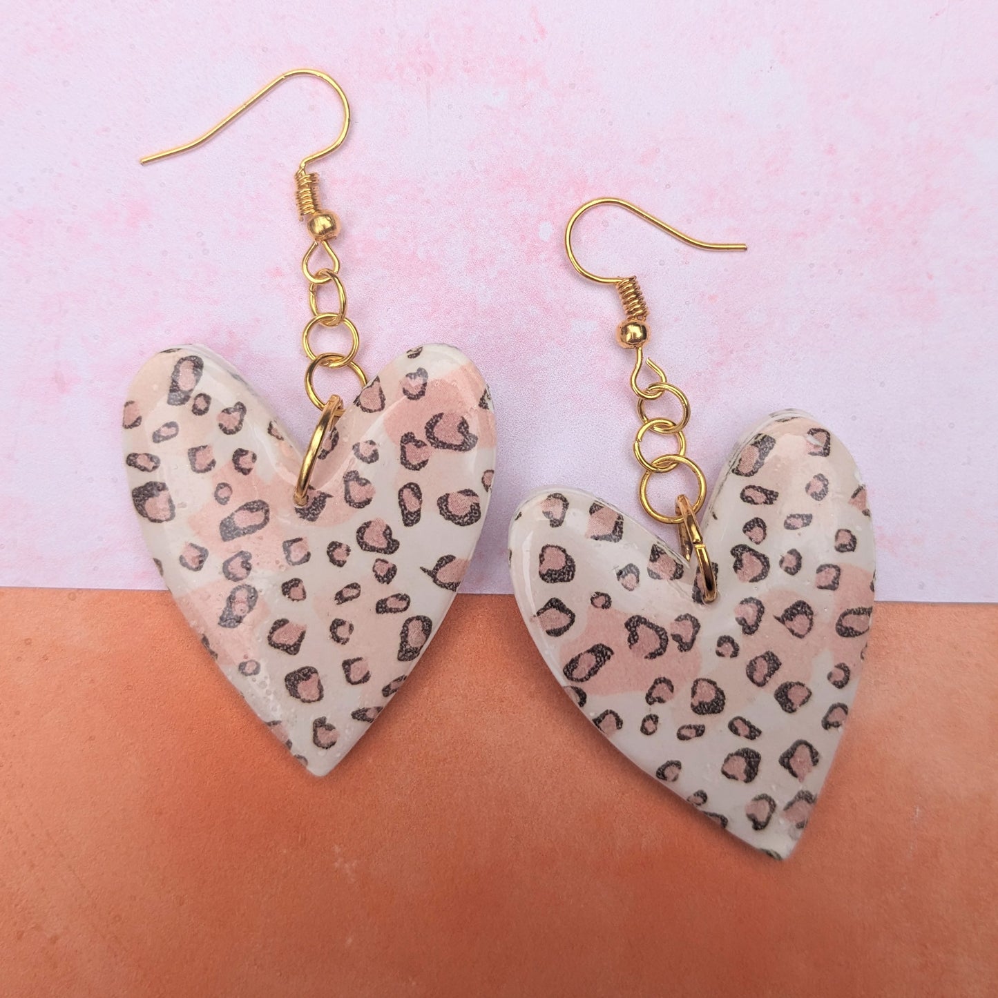 Chunky Leopard Print Heart Drop Earrings