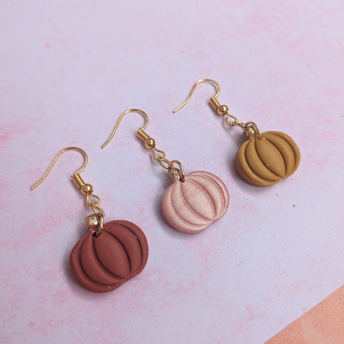Small Pink Pumpkin Drop Earrings