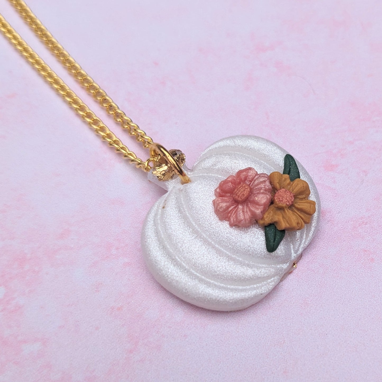 Sparkly White Pumpkin Necklace