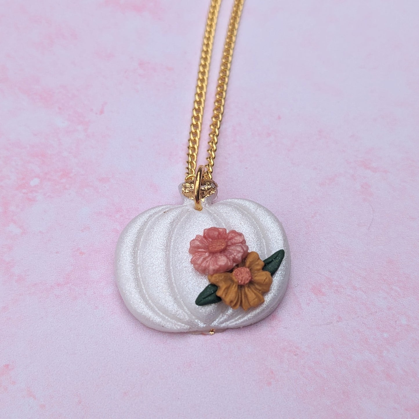 Sparkly White Pumpkin Necklace