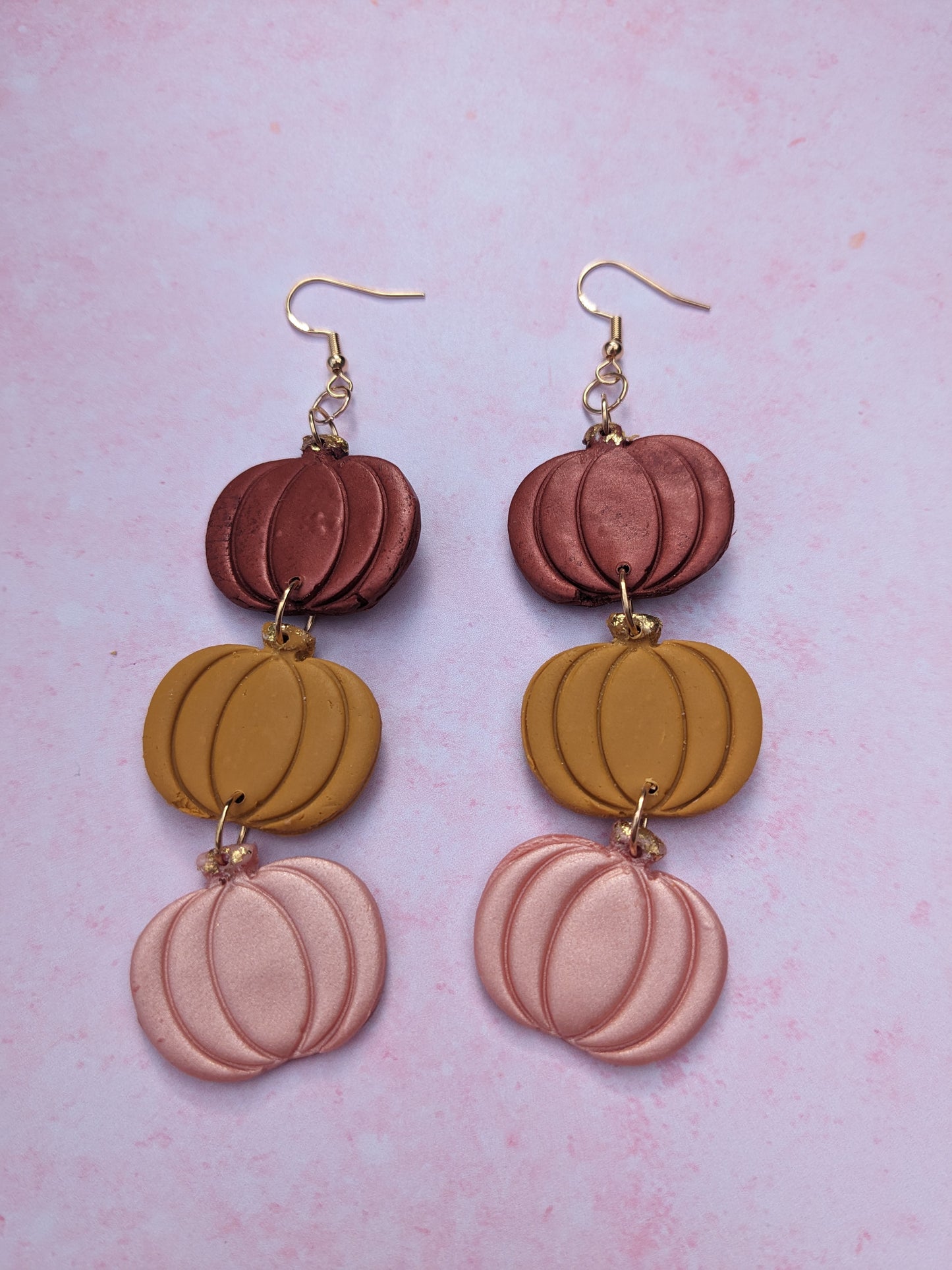 Triple Pumpkin Drop Earrings