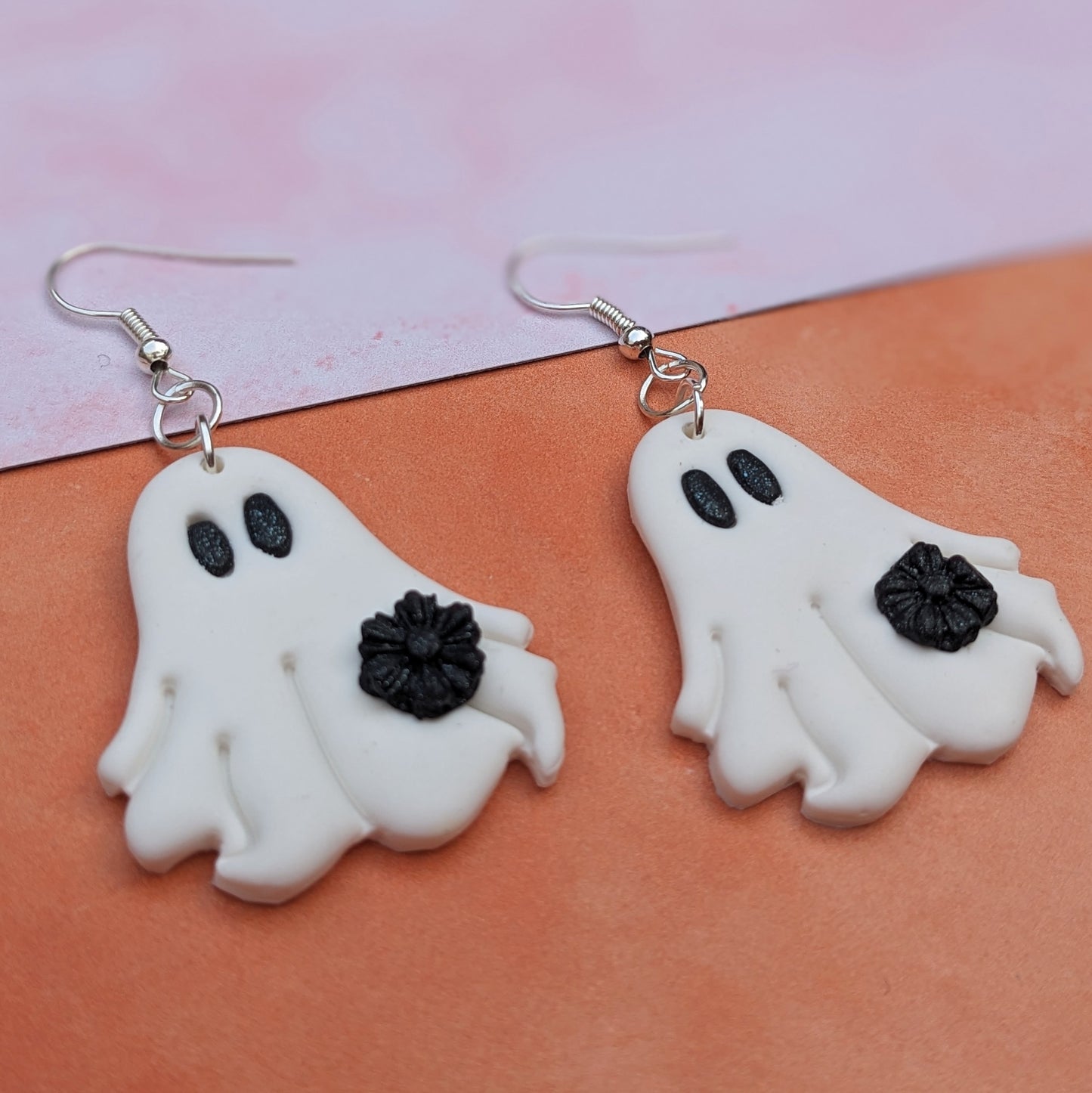 Large Flower Ghost Drop Earrings