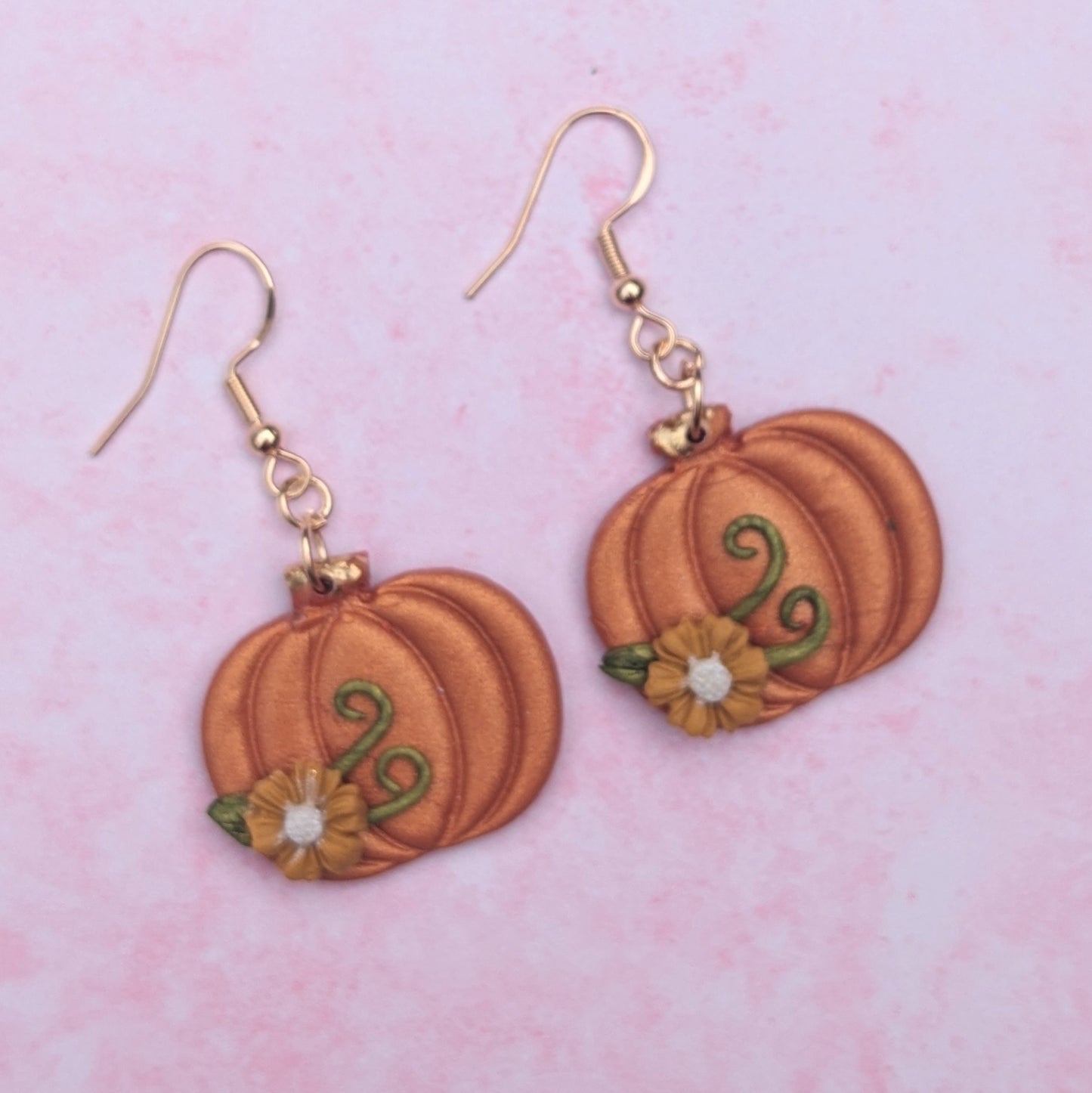 Orange Pumpkin Flower Earrings