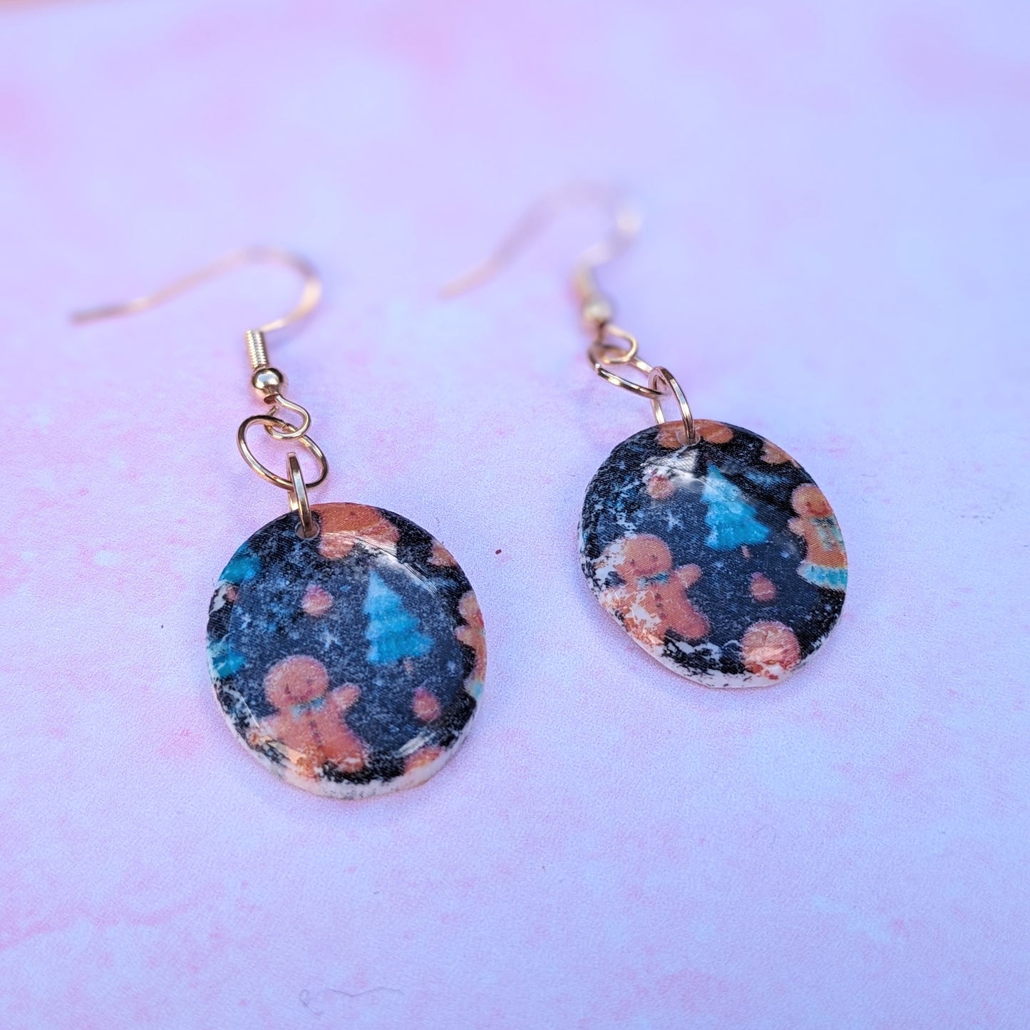 Vintage Style Gingerbread Oval Drop Earrings