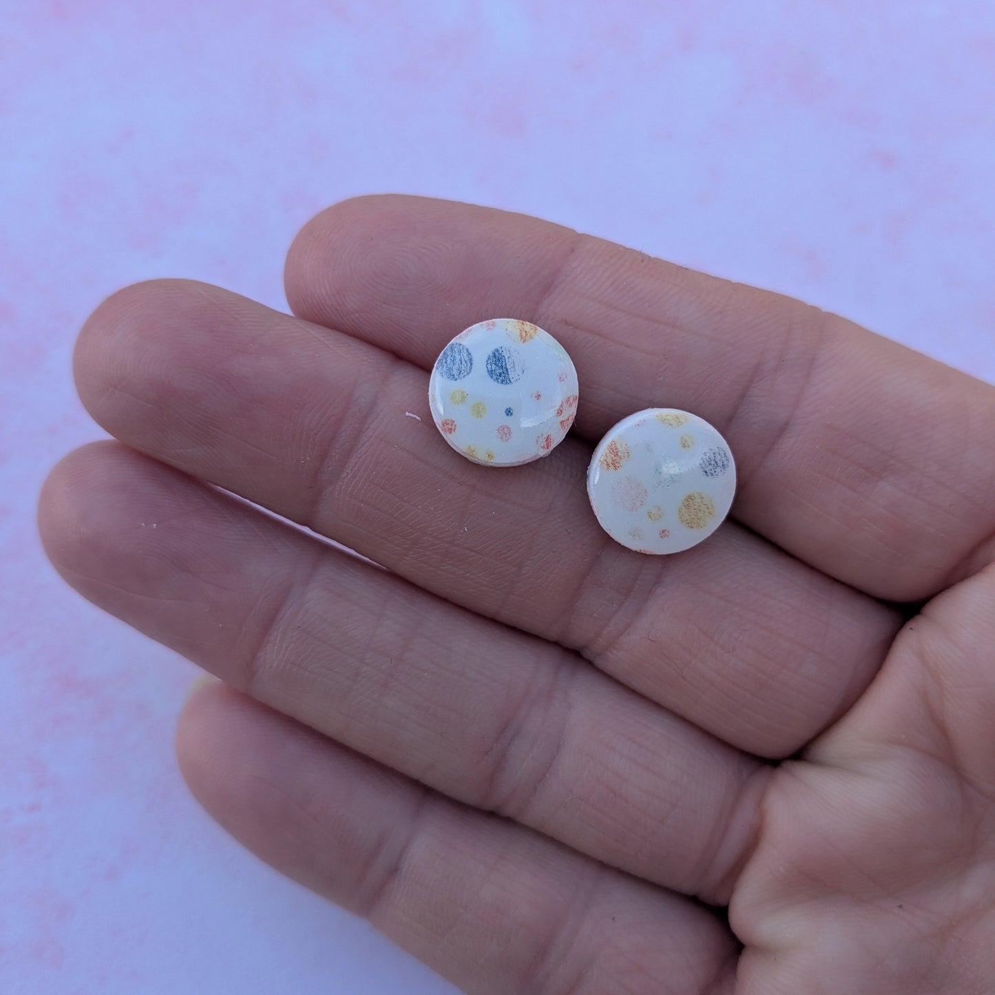 Pastel Spotty Circle Stud Earrings