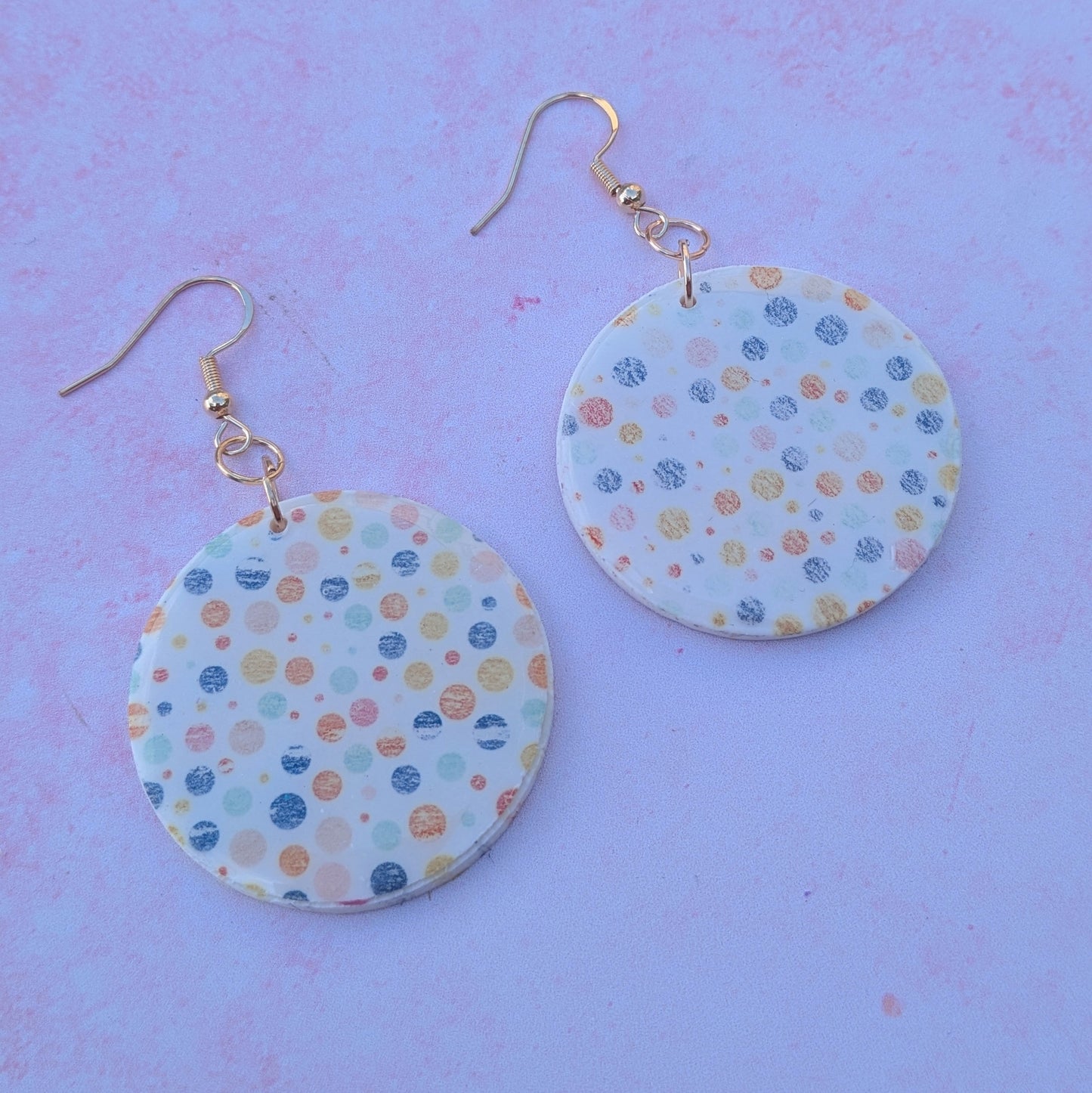 Pastel Spotty Circle Drop Earrings
