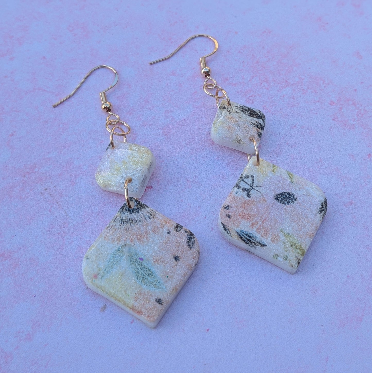 Pastel Floral Double Drop Earrings