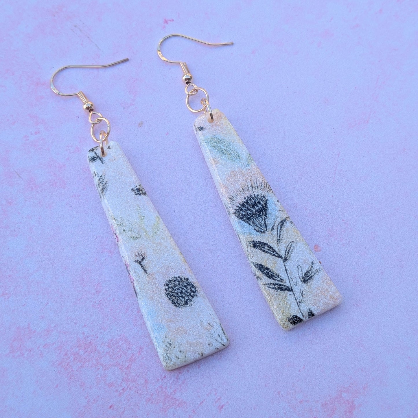 Pastel Floral Long Drop Earrings