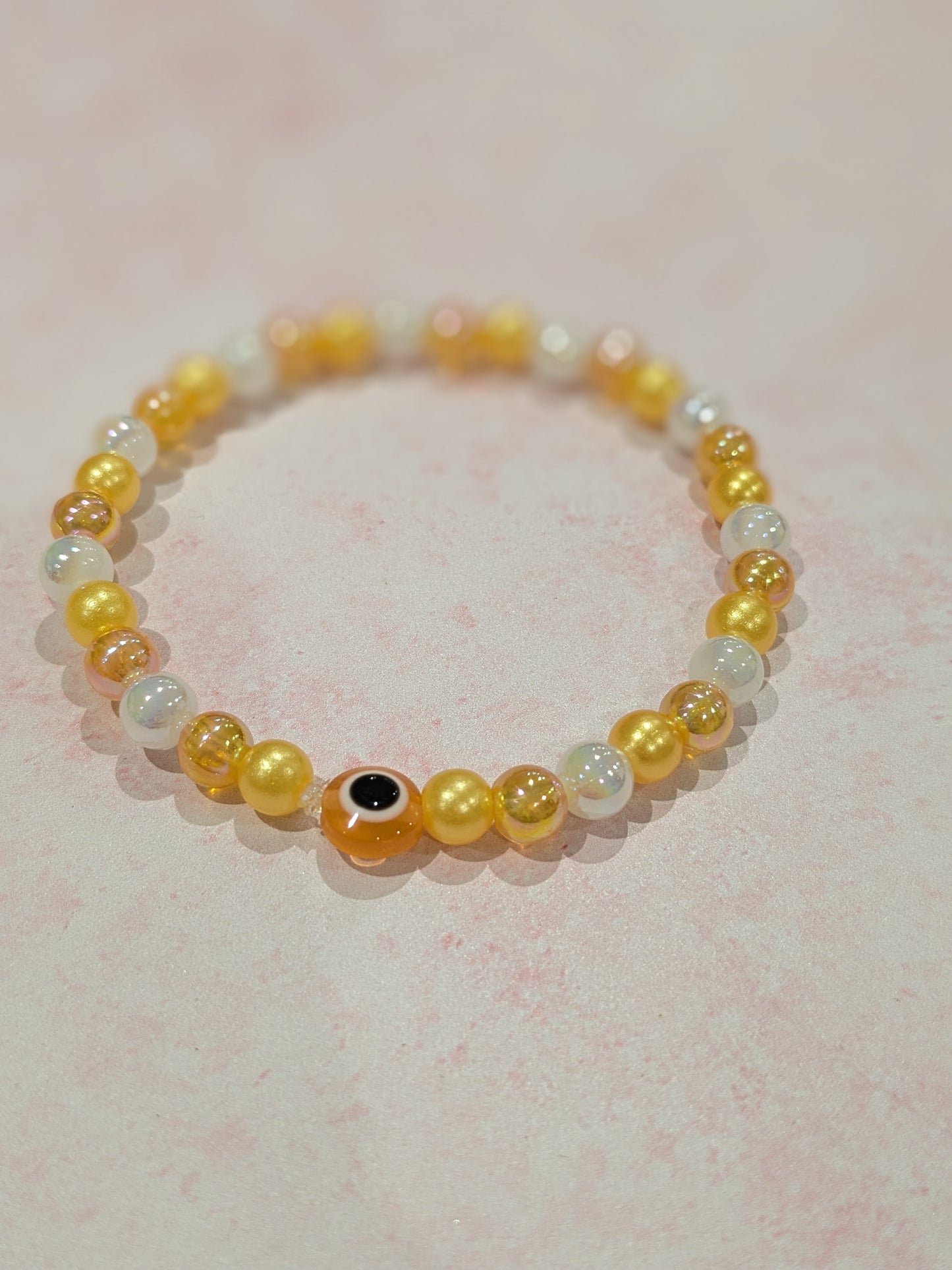Yellow Eyeball Plastic Bead Bracelet