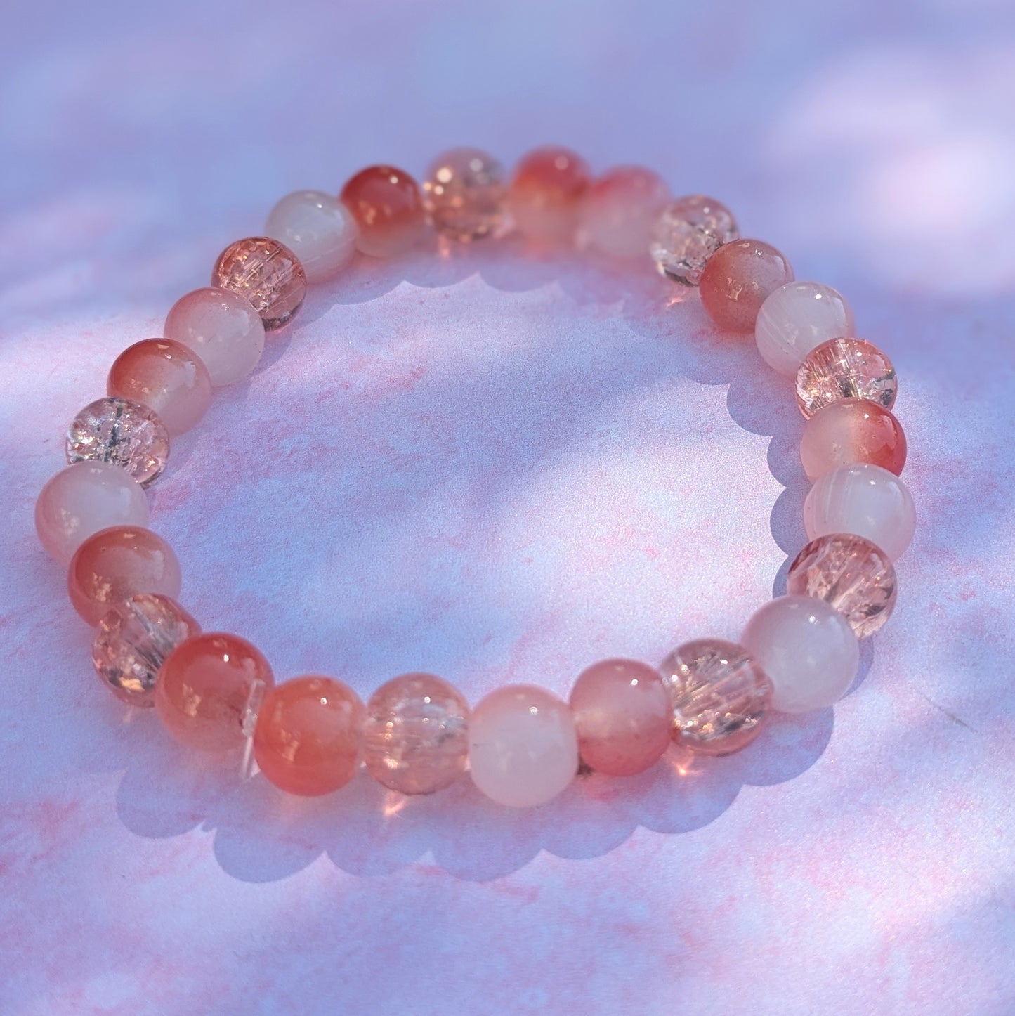 Peach Glass Beaded Bracelet