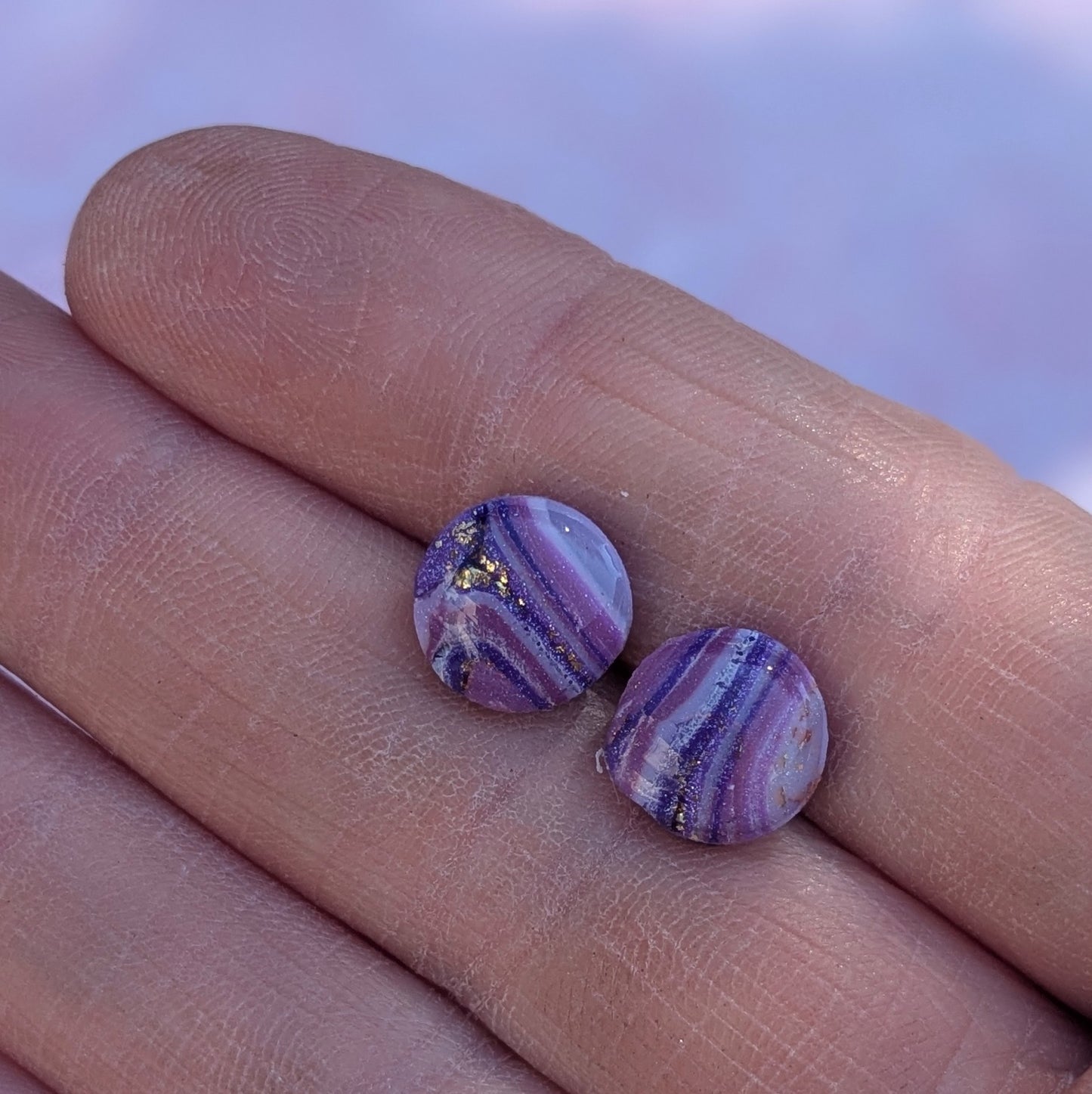 Zero Waste Purple & Gold Circle Studs