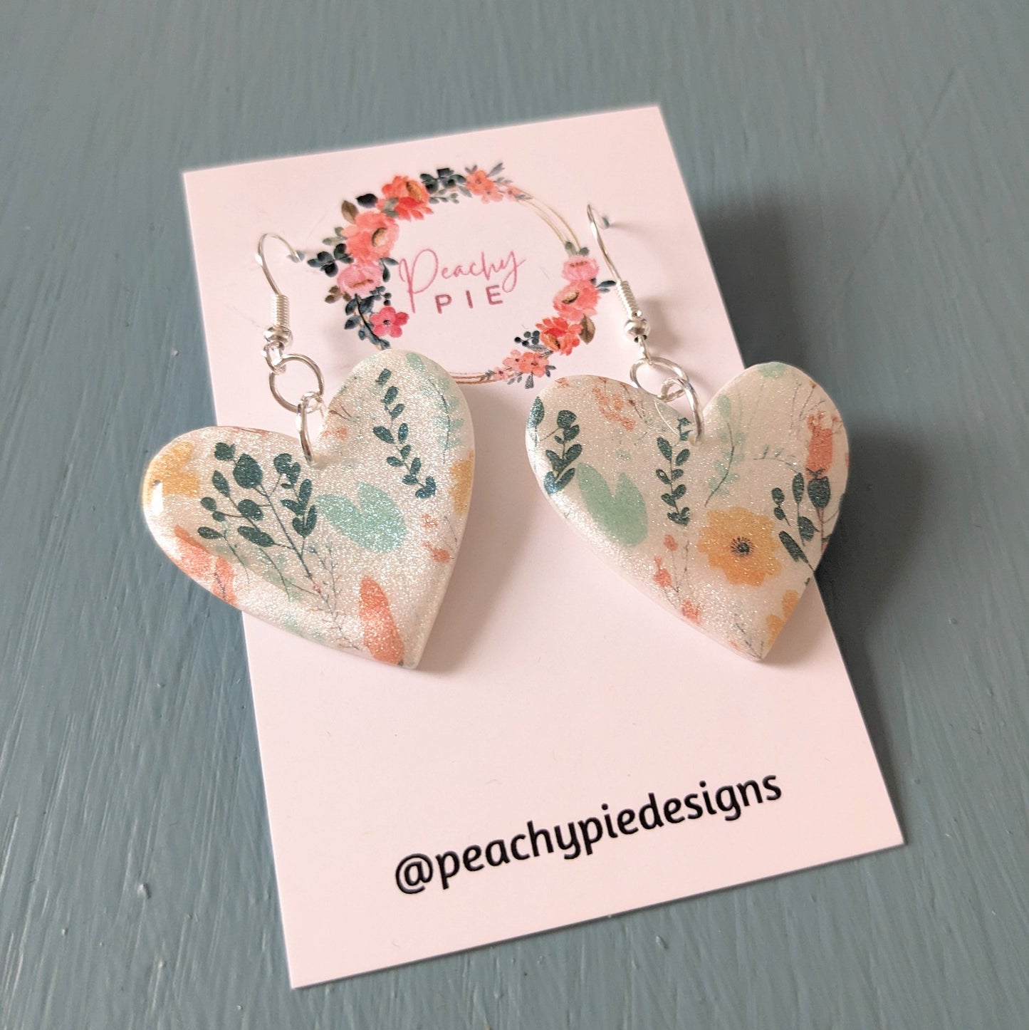 Vintage Floral Heart Earrings