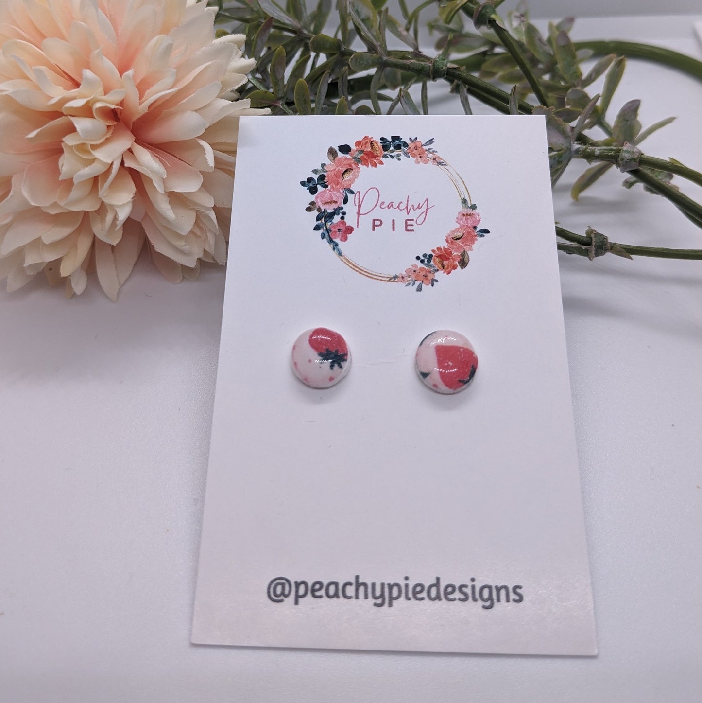 Strawberry Circle Studs