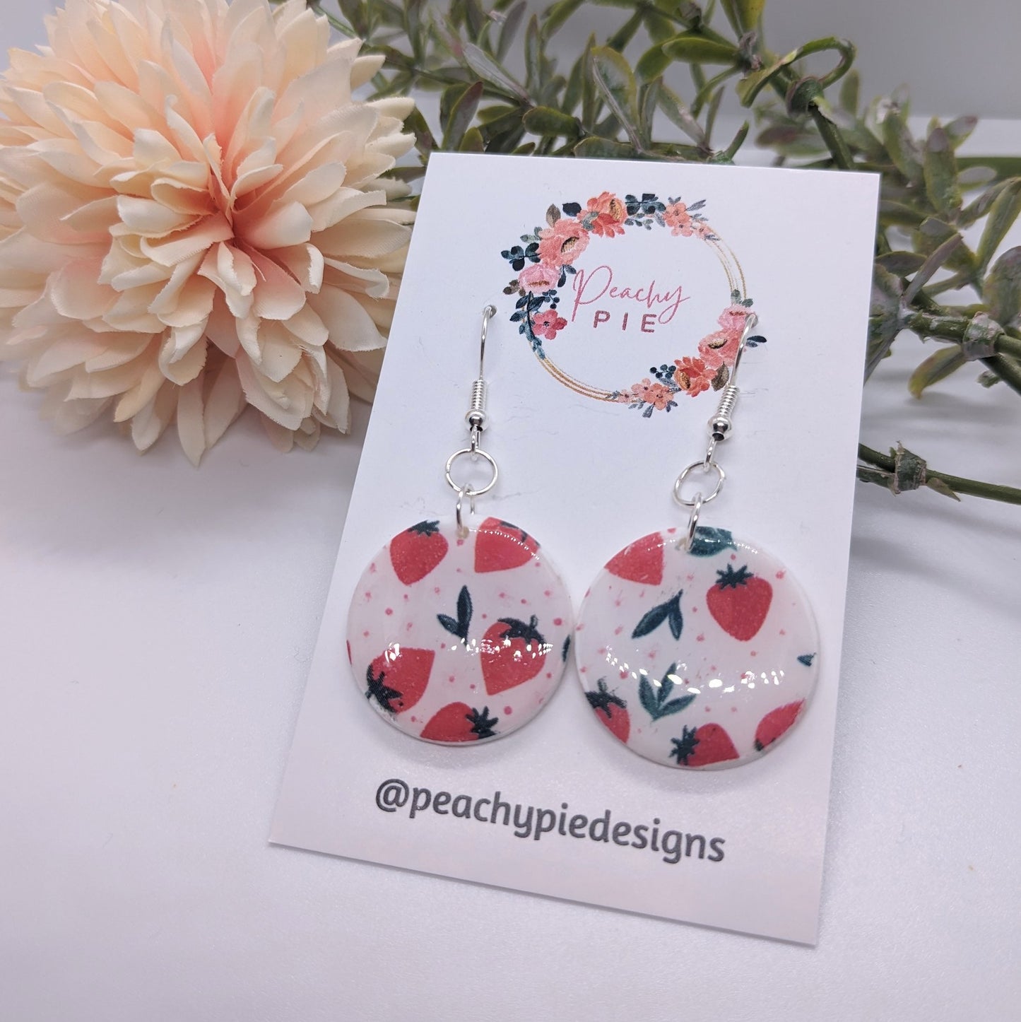 Strawberry Circle Drop Earrings