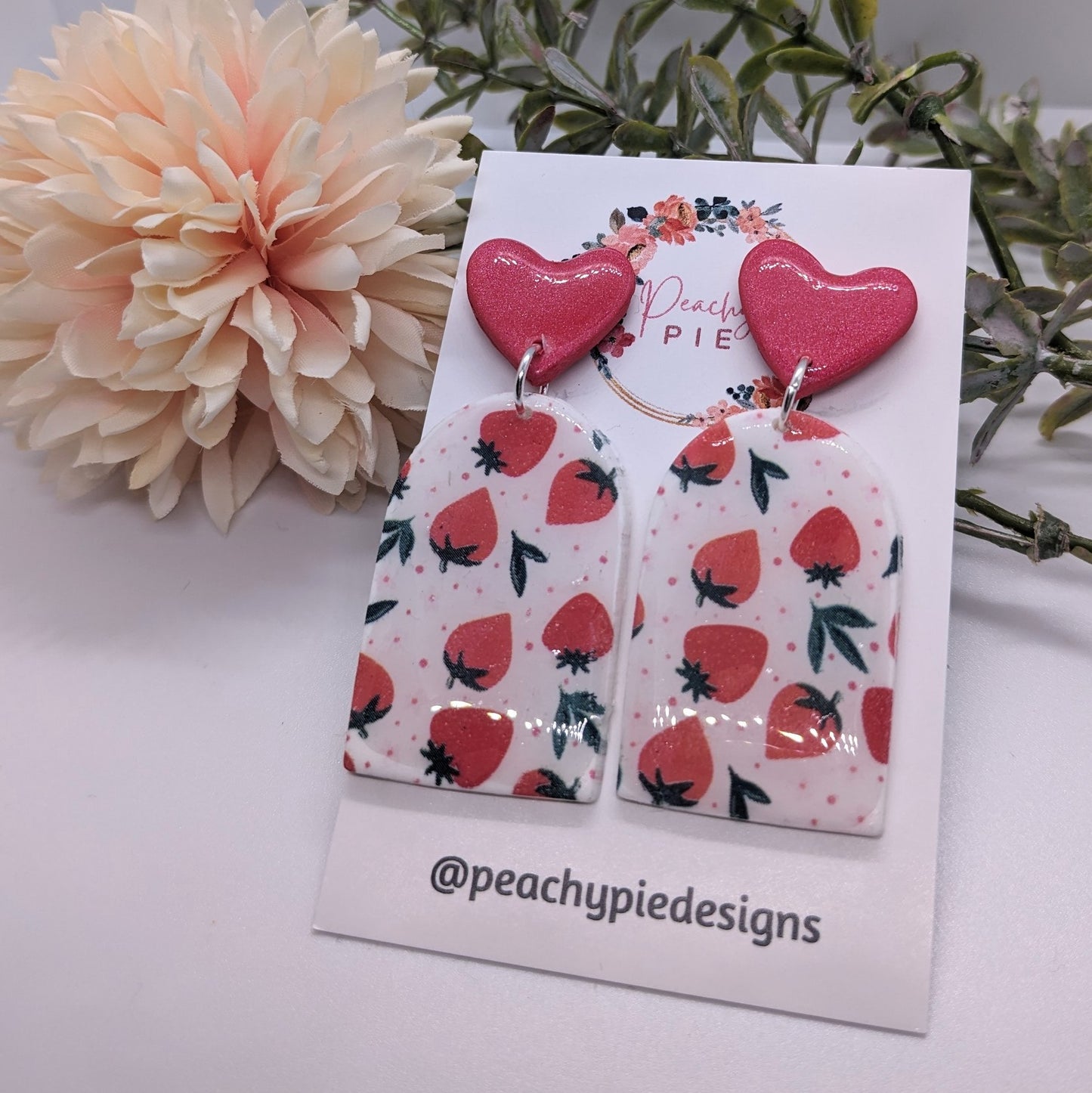 Strawberry Heart Stud Earrings