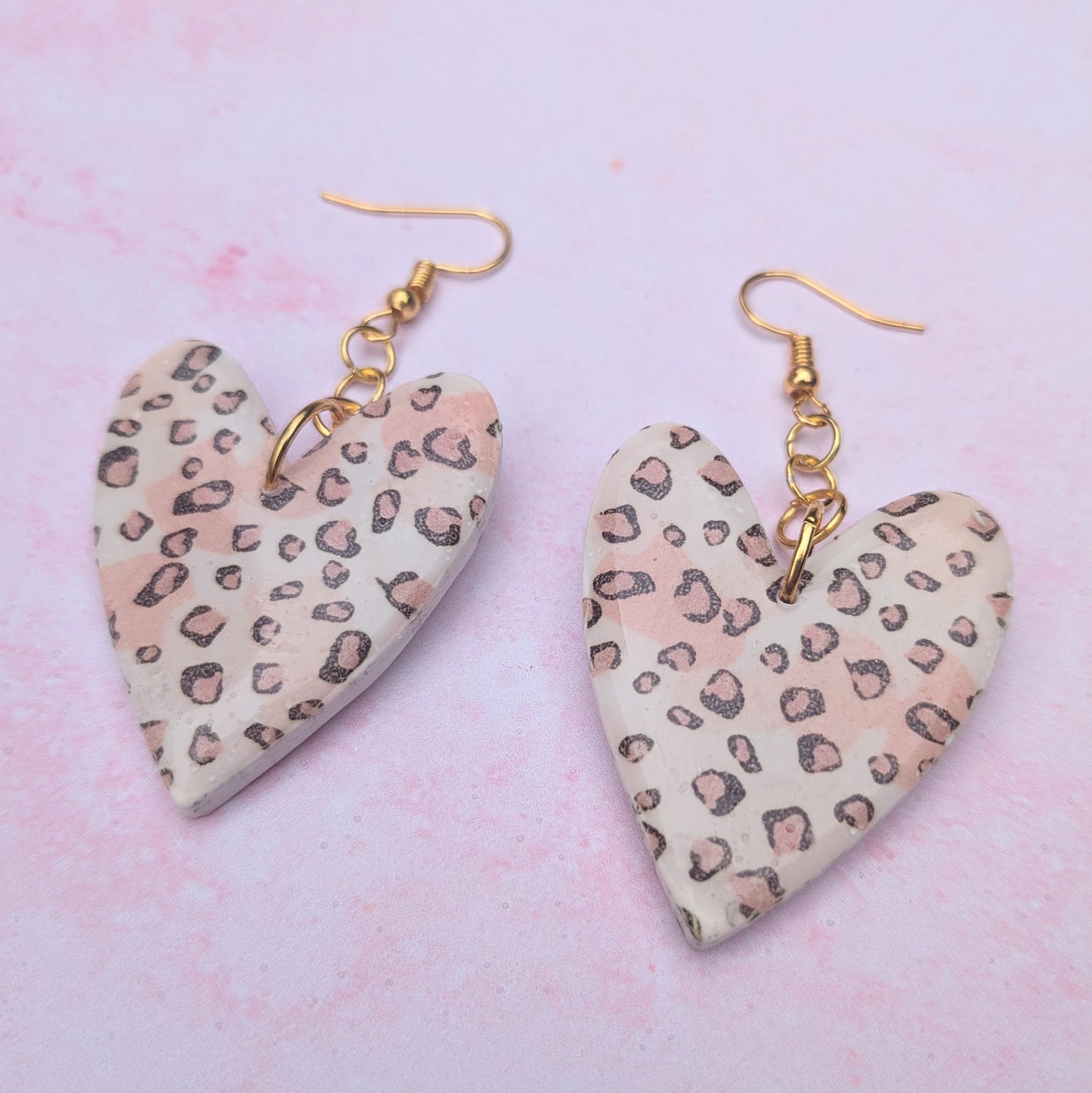 Chunky Leopard Print Heart Drop Earrings