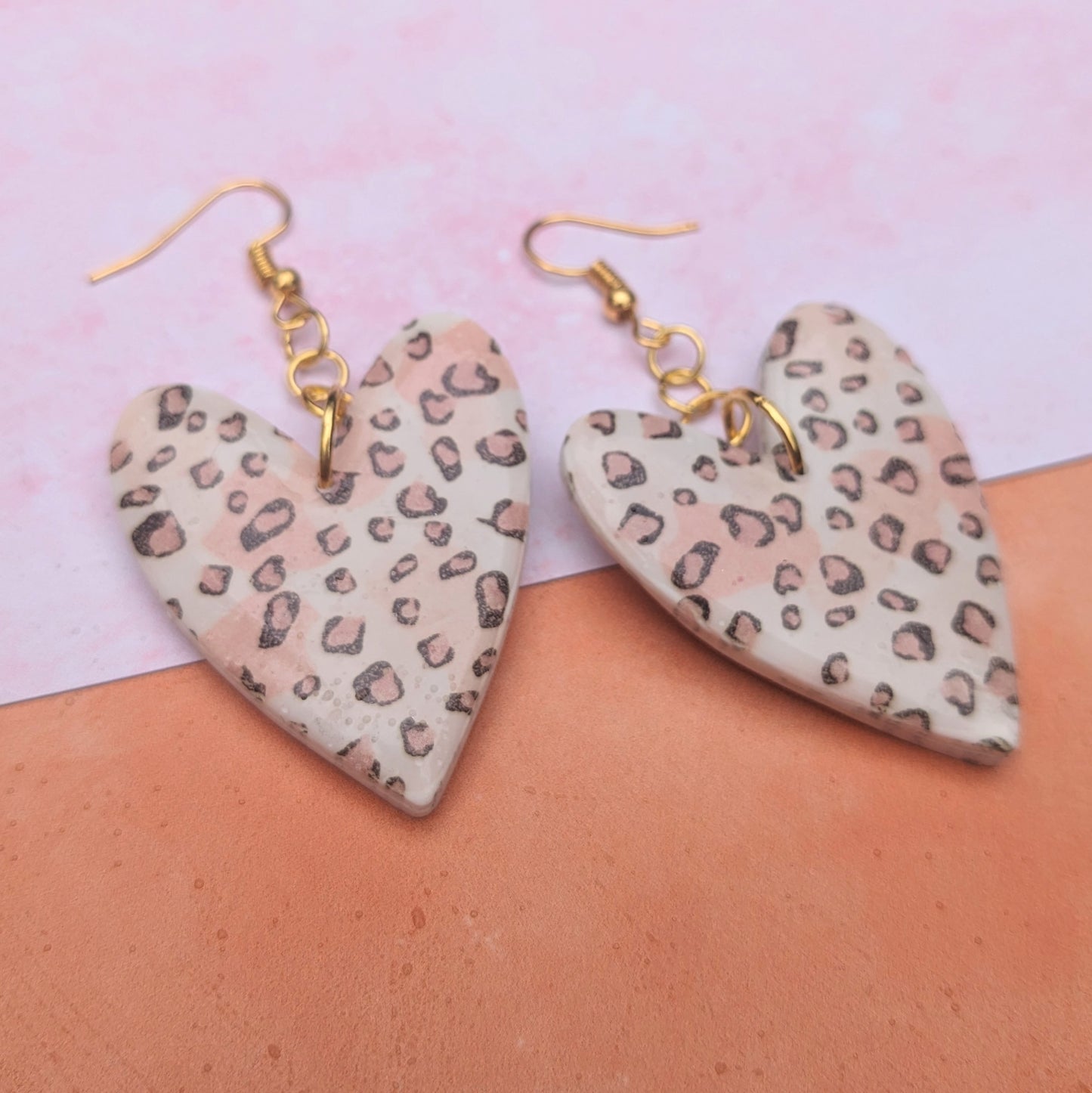 Chunky Leopard Print Heart Drop Earrings