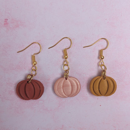 Small Pink Pumpkin Drop Earrings
