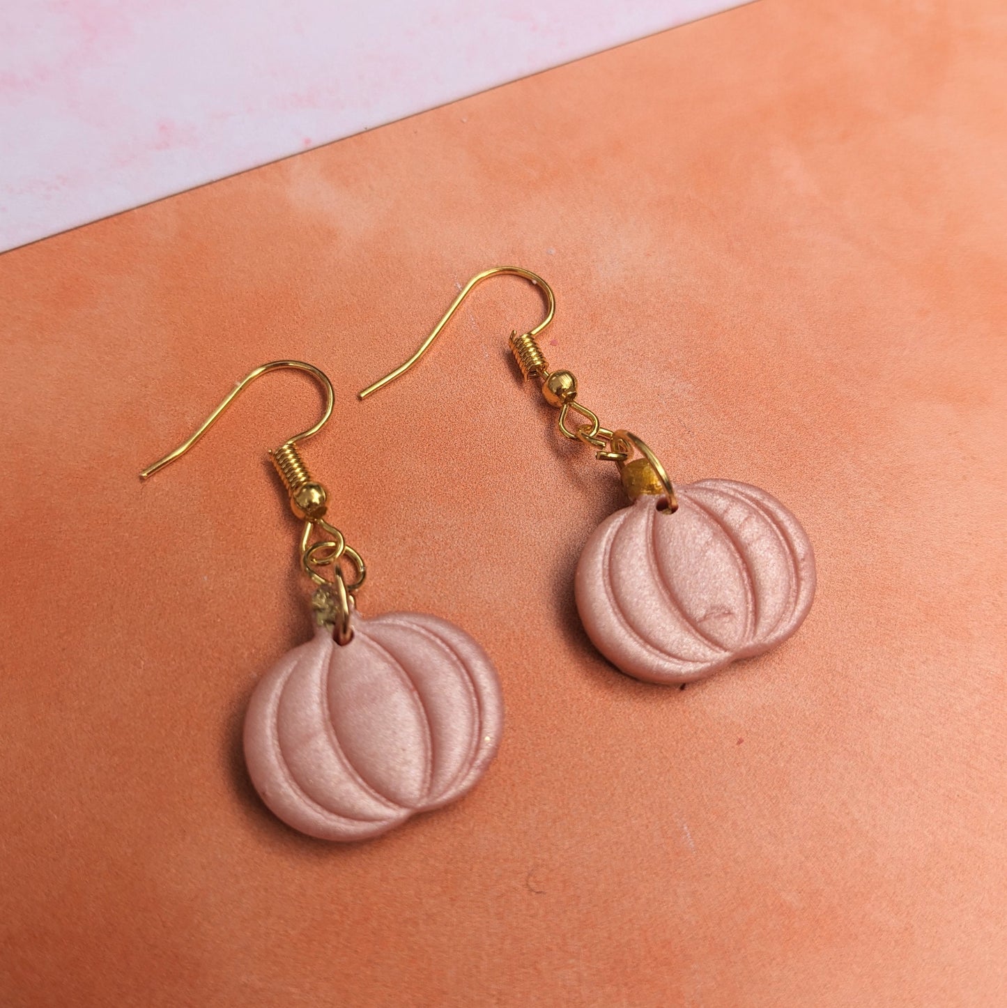Small Pink Pumpkin Drop Earrings