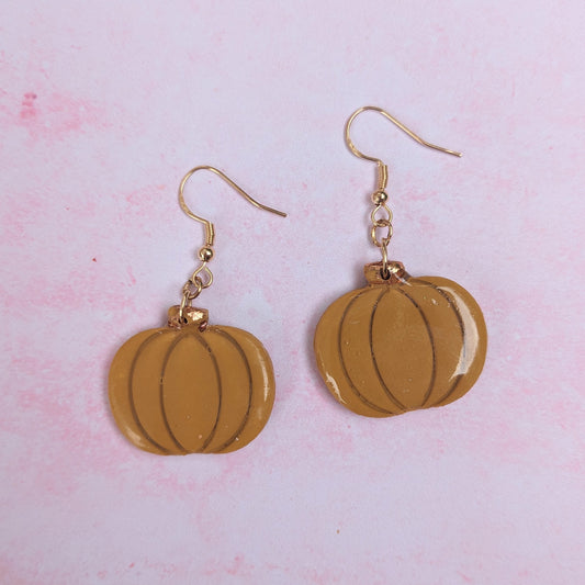 Mustard Pumpkin Drop Earrings