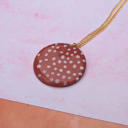Terracotta Polka Dot Circle Necklace