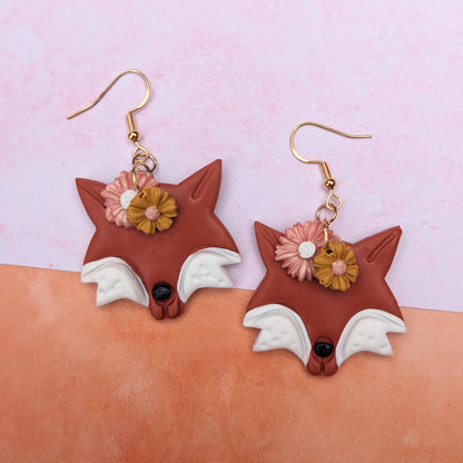 Floral Fox Drop Earrings