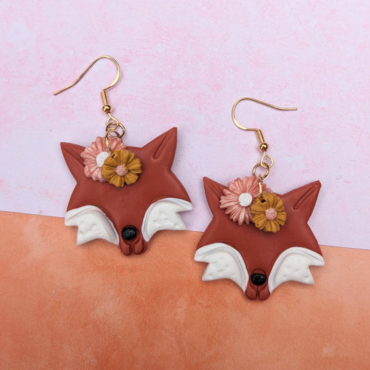 Floral Fox Drop Earrings