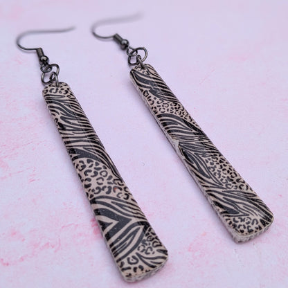 Leopard and Zebra Print Long Earrings
