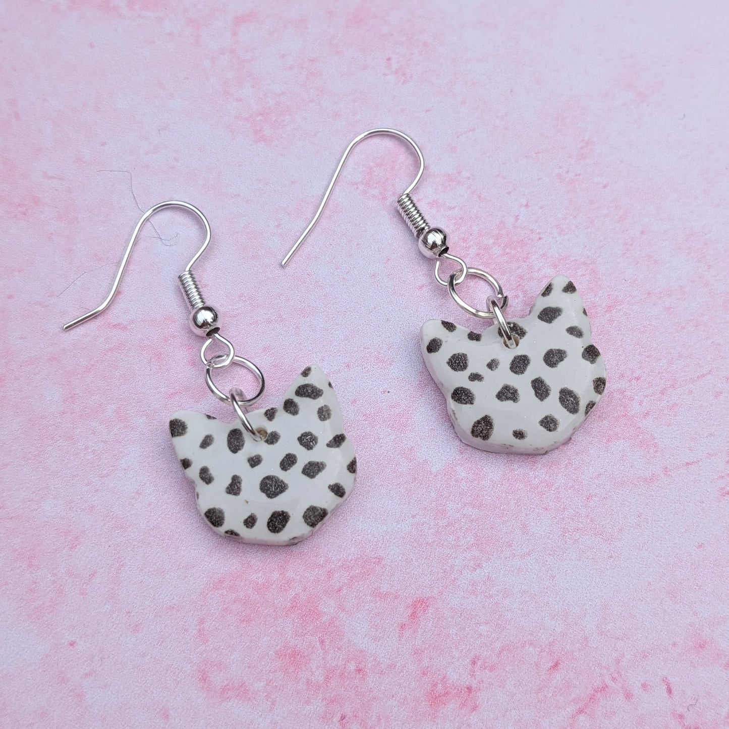 Dalmatian Print Cat Earrings