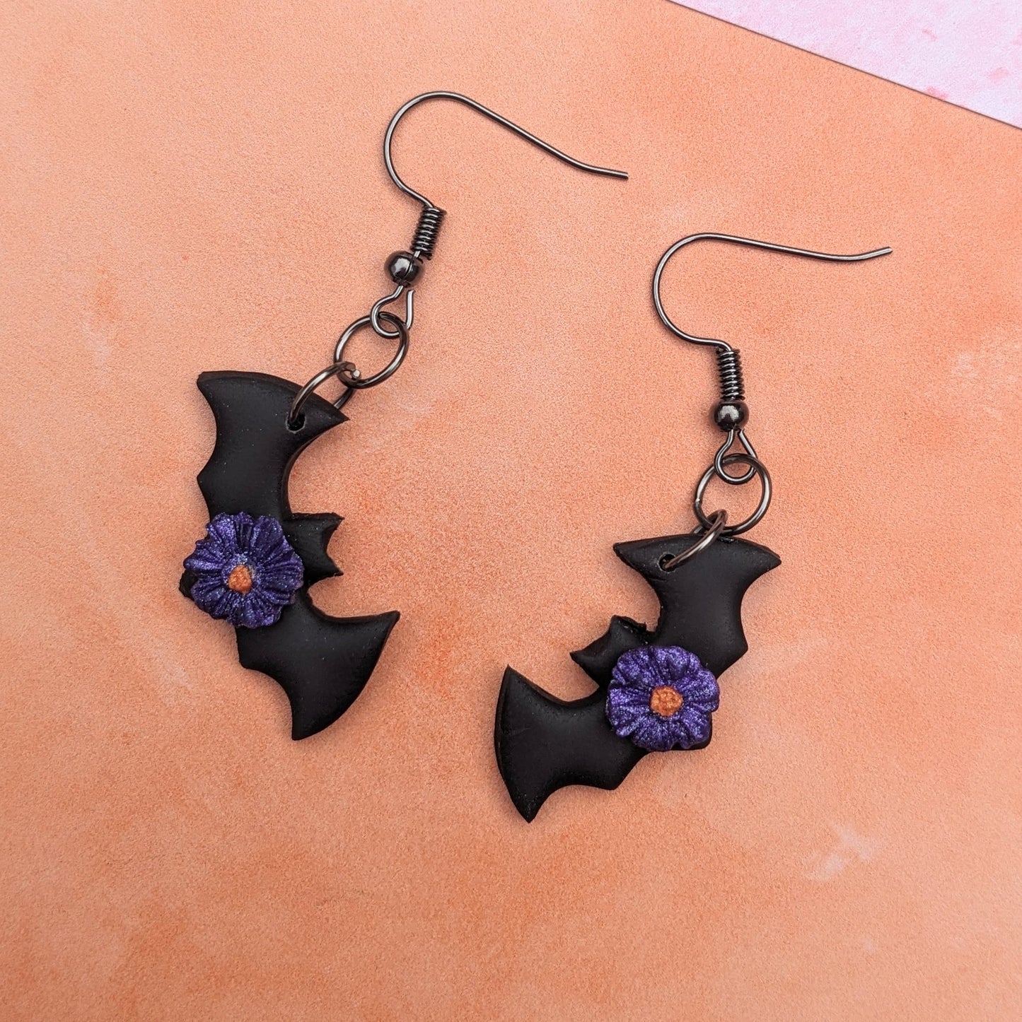 Floral Bat Drop Earrings