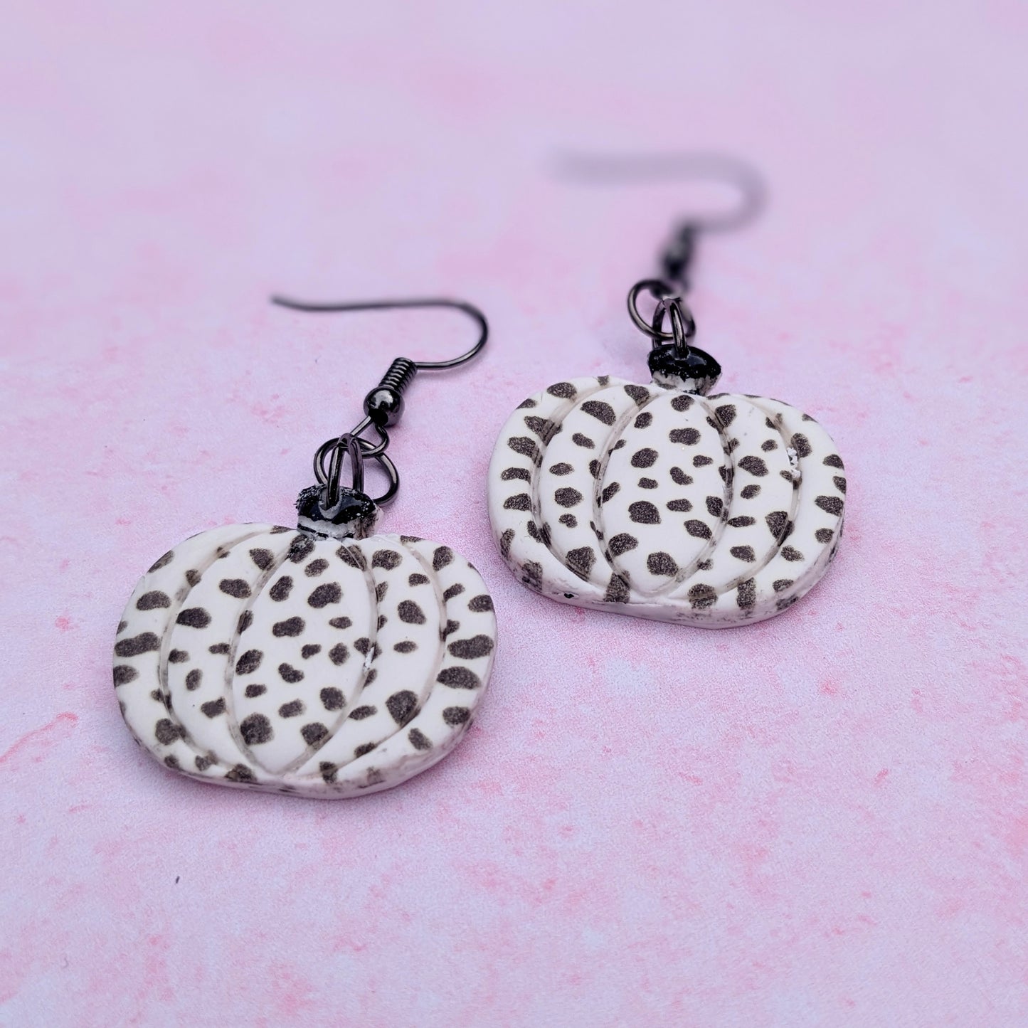 Dalmatian Print Pumpkin Earrings