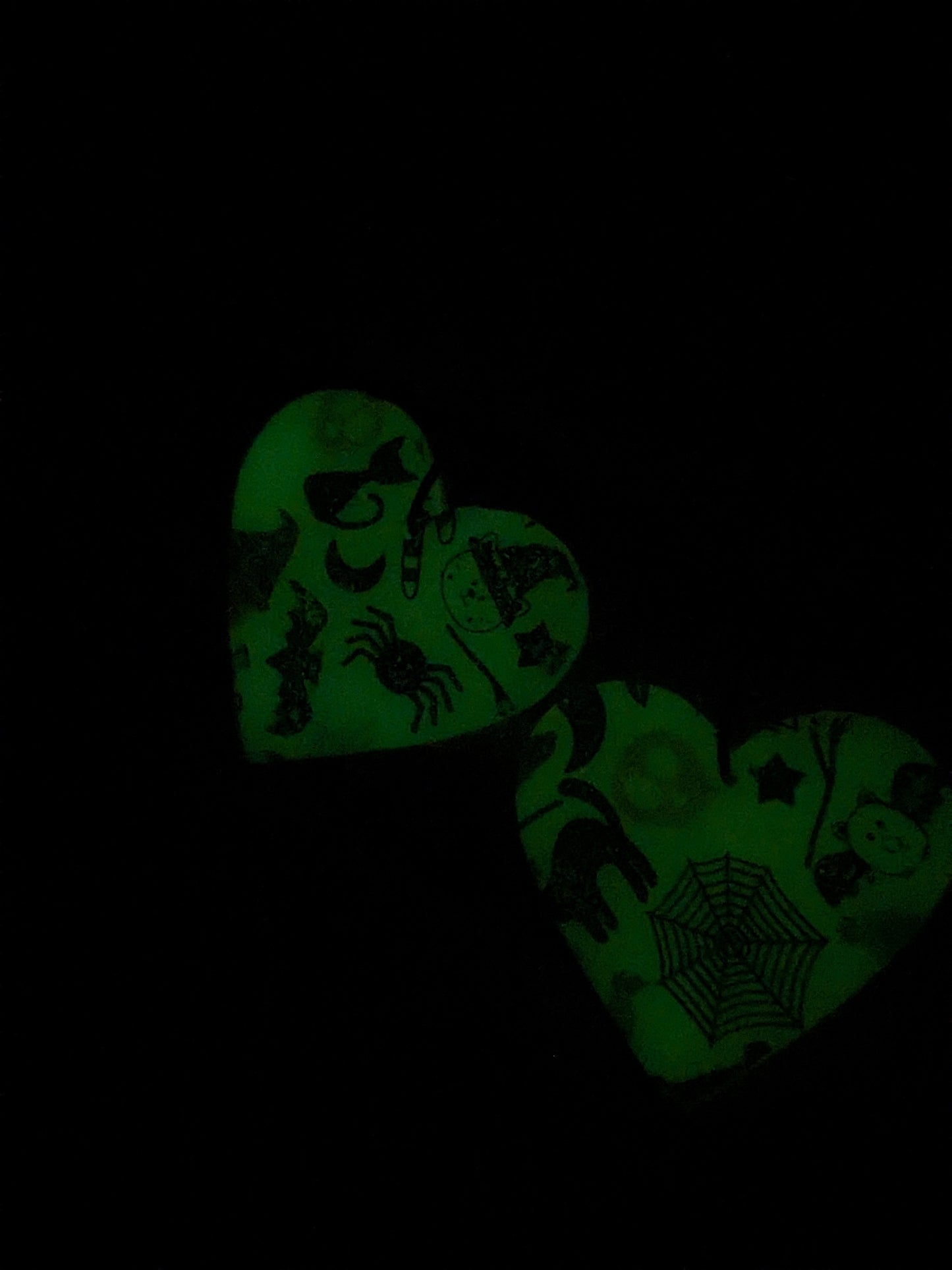 Glow in the Dark Halloween Heart Drop Earrings