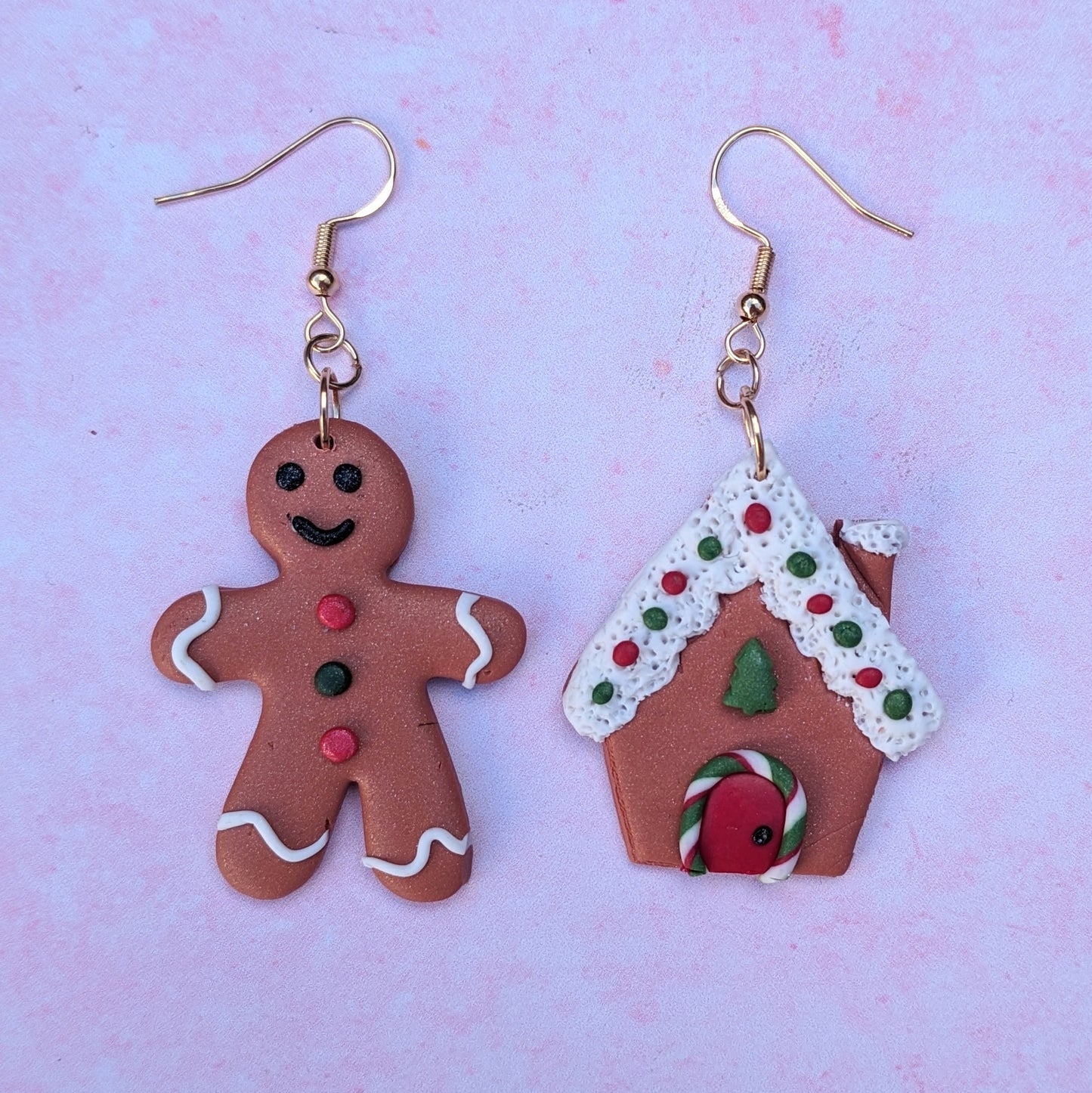 Gingerbread House & Person Drop Earrings