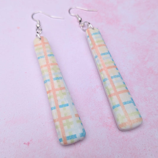 Spring Tartan Long Drop Earrings