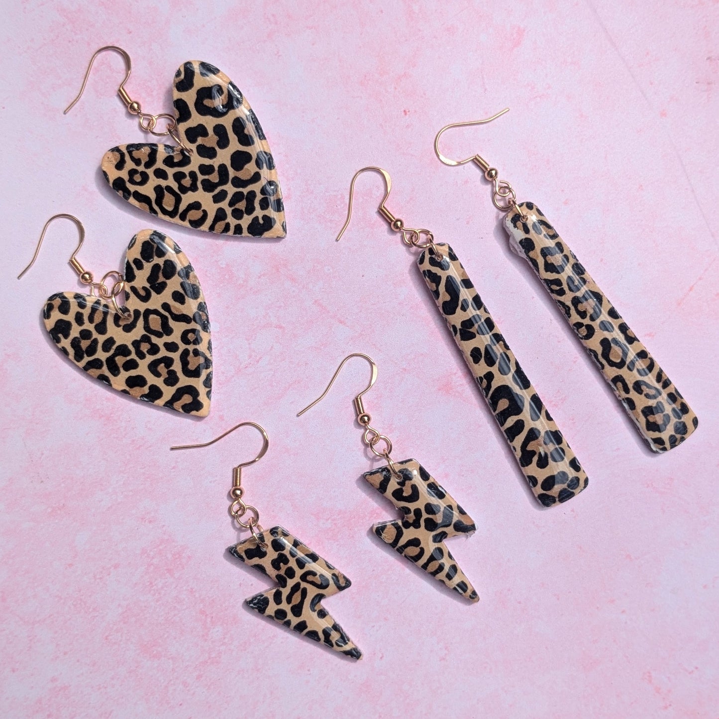 Natural Leopard Print Heart Earrings