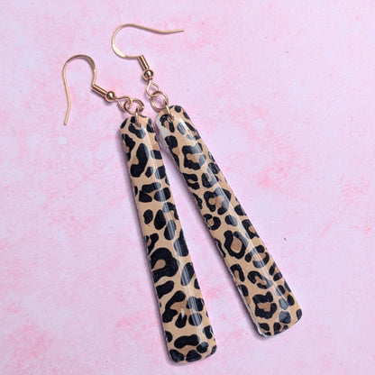 Natural Leopard Print Long Earrings