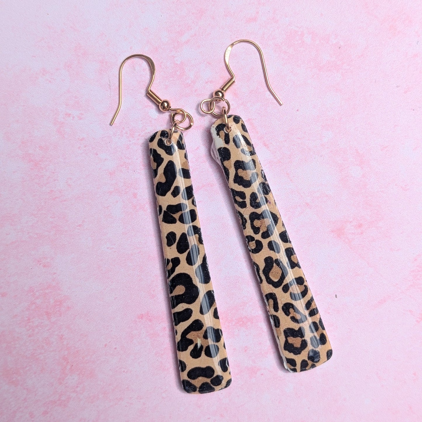 Natural Leopard Print Long Earrings