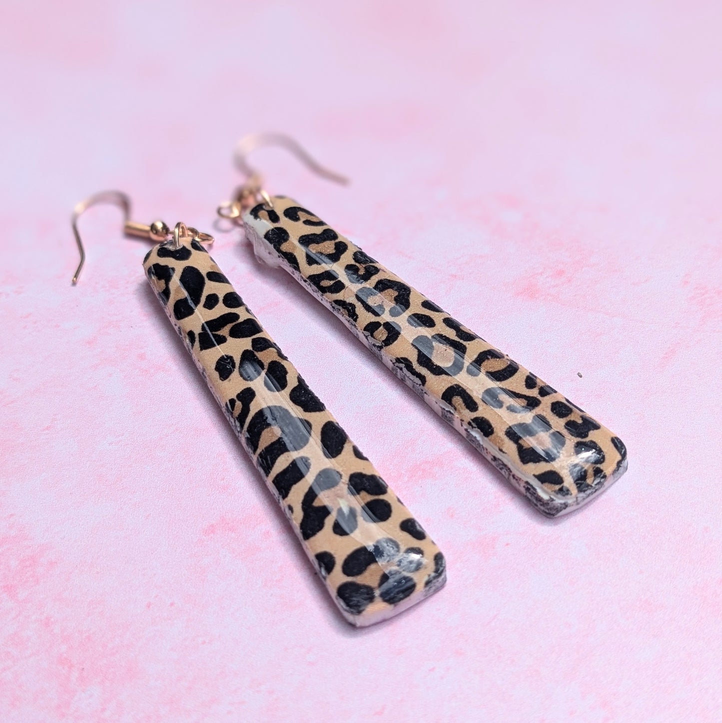 Natural Leopard Print Long Earrings