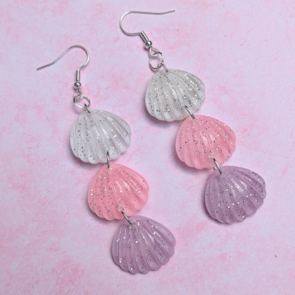 Sparkly Triple Shell Earrings