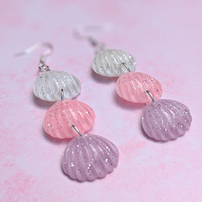 Sparkly Triple Shell Earrings