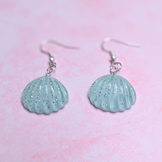 Blue Sparkle Shell Drop Earrings