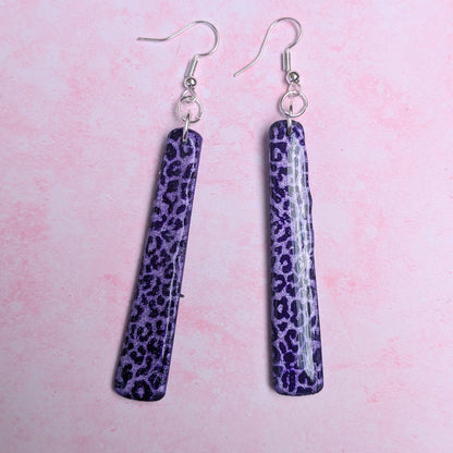 Purple Leopard Print Long Earrings