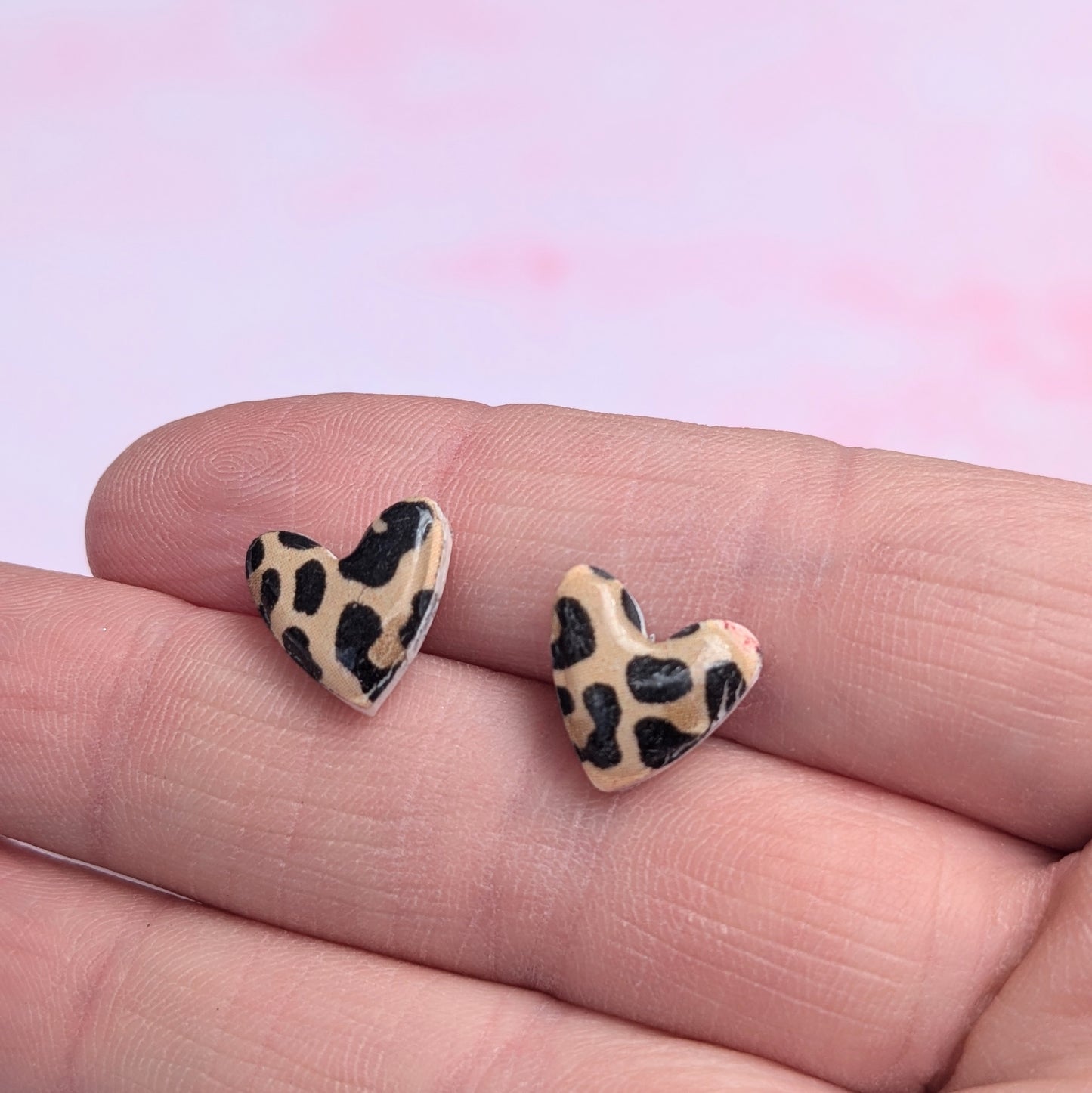 Natural Leopard Print Circle Stud Earrings