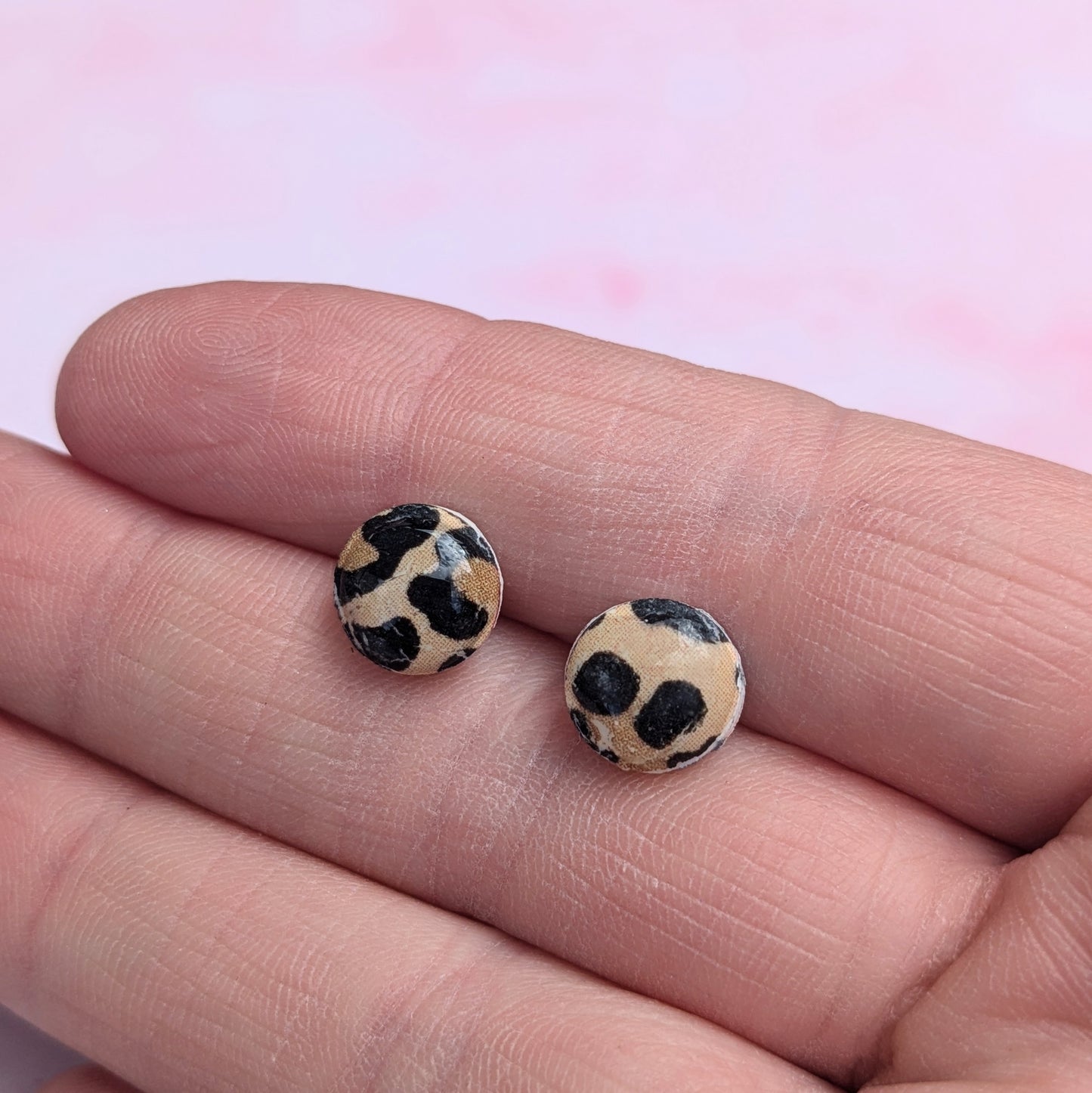 Natural Leopard Print Circle Stud Earrings