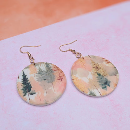 Autumn Forest Organic Circle Drop Earrings