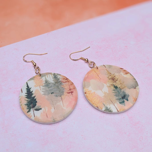 Autumn Forest Organic Circle Drop Earrings