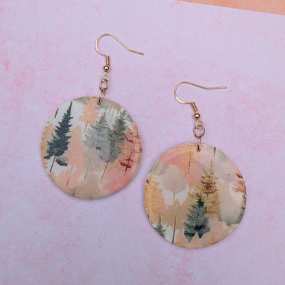 Autumn Forest Organic Circle Drop Earrings