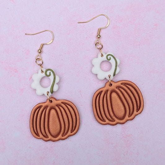 Pumpkin Floral Drop Earrings