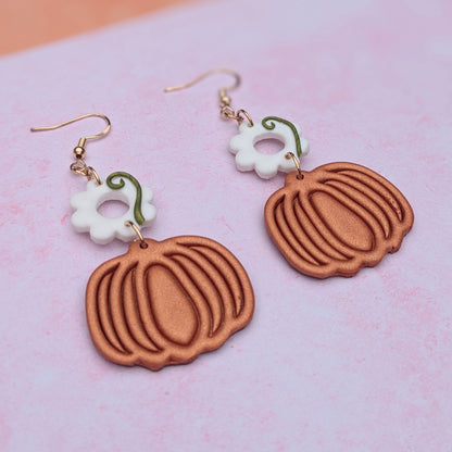 Pumpkin Floral Drop Earrings