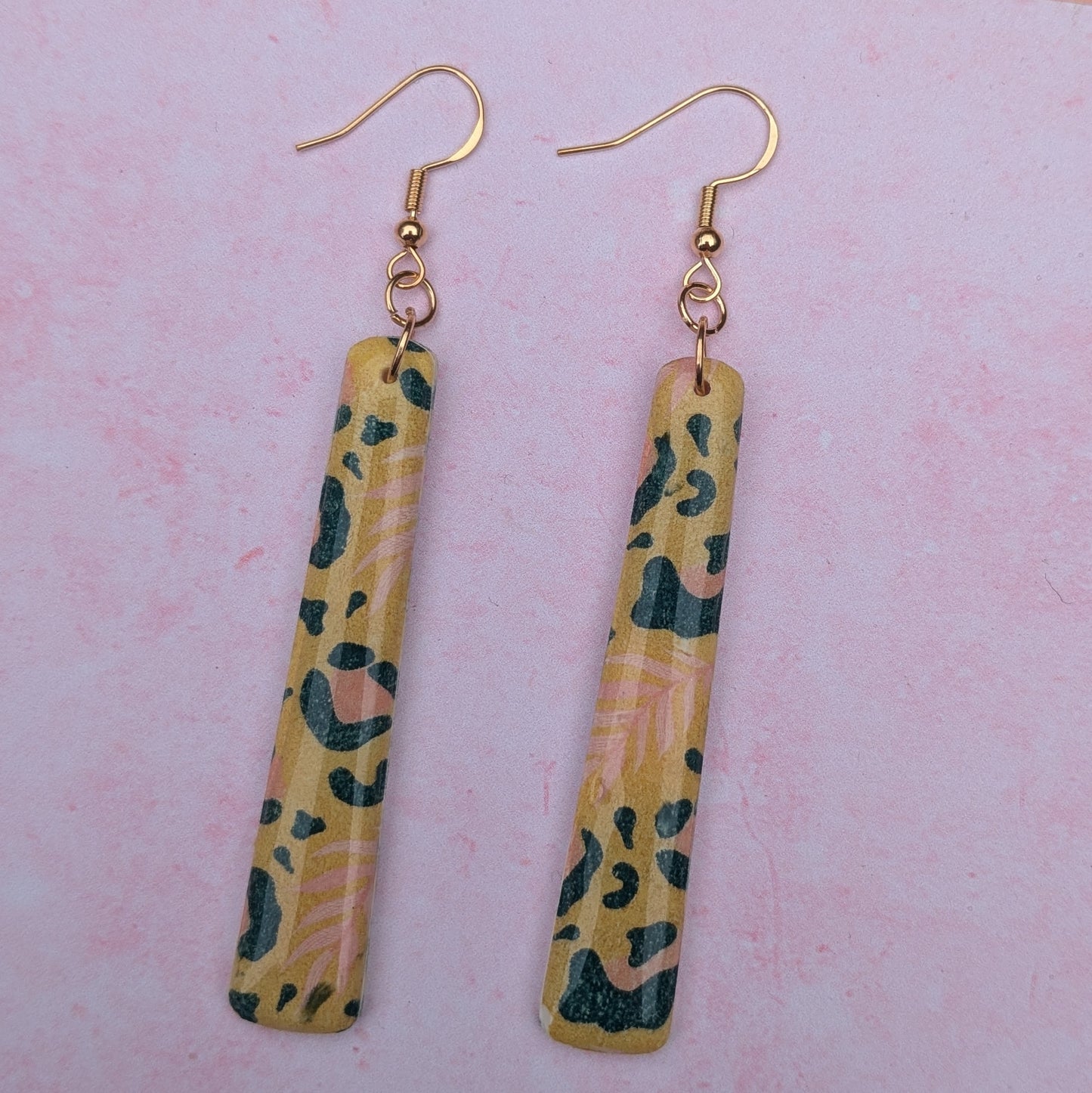 Autumnal Animal Print Long Drop Earrings